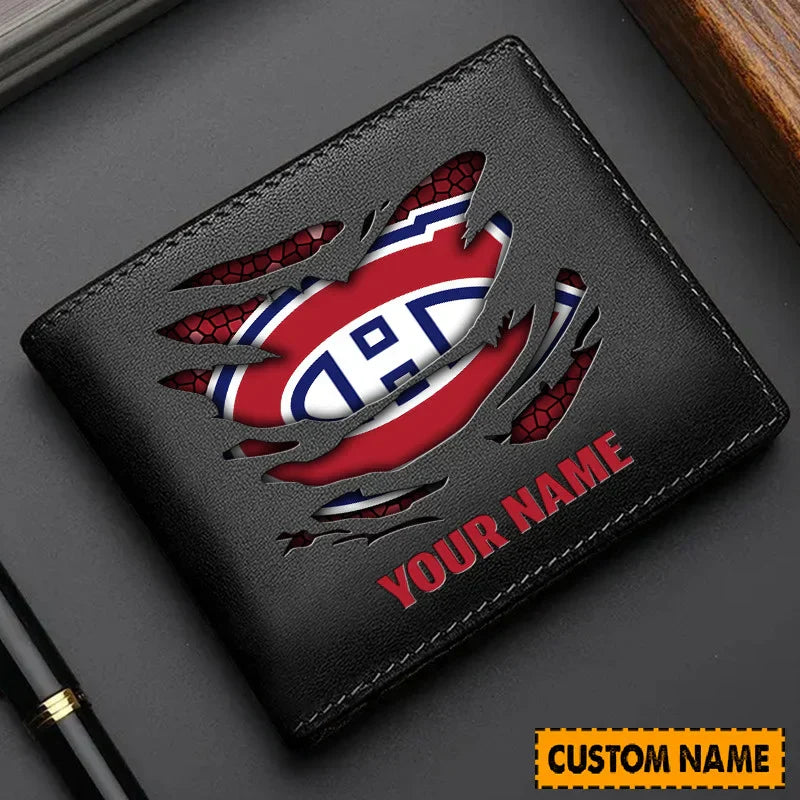 [SUPER SALE] NEW CUSTOMIZED NHL11 MCD MONTREAL CANADIENS LEATHER WALLET