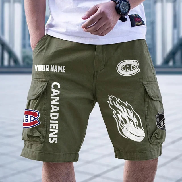 [SUPER SALE] NEW CUSTOMIZED NHL11 MCD MONTREAL CANADIENS CARGO SHORTS