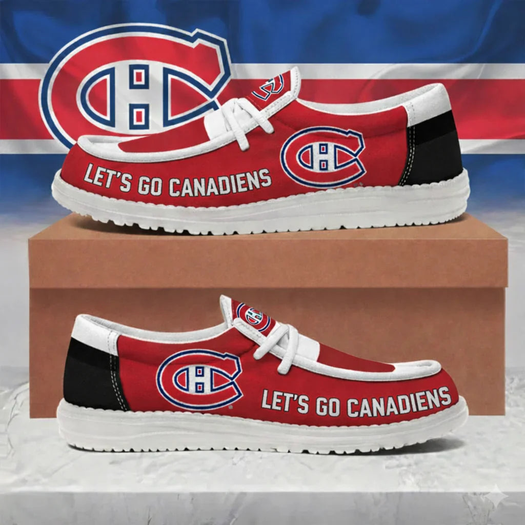 [SUPER SALE ] NEW CUSTOMIZED NHL11 MCD MONTREAL CANADIENS LOAFER SHOES