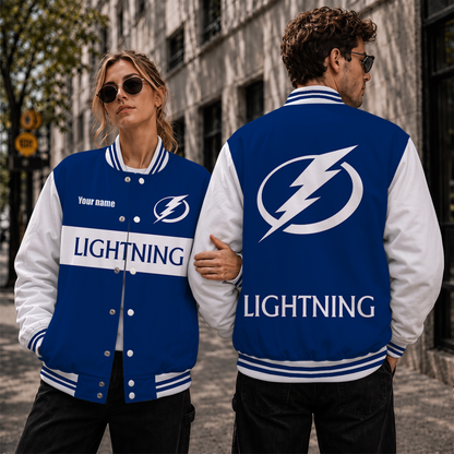 [SUPER SALE] NEW CUSTOMIZED NHL12 TPL TAMPA BAY LIGHTNING SATIN VARSITY JACKET & BASEBALL JACKET