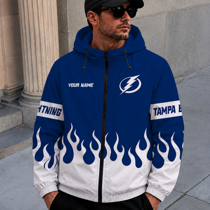 [SUPER SALE] NEW CUSTOMIZED NHL12 TPL TAMPA BAY LIGHTNING WINDBREAKER JACKET