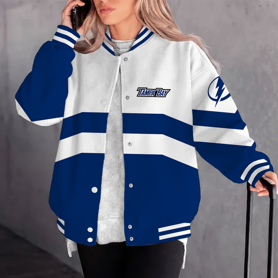 [SUPER SALE] NEW CUSTOMIZED NHL12 TPL TAMPA BAY LIGHTNING SATIN VARSITY JACKET & BASEBALL JACKET