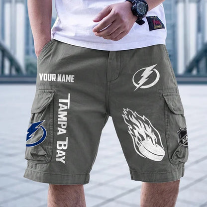 [SUPER SALE] NEW CUSTOMIZED NHL12 TPL TAMPA BAY LIGHTNING CARGO SHORTS