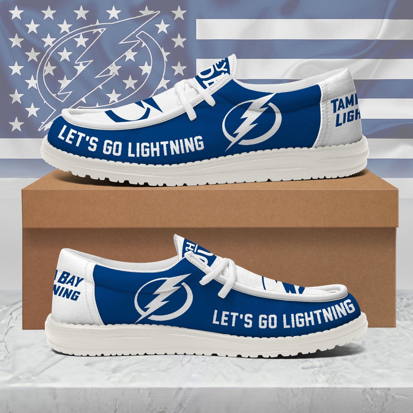 [SUPER SALE ] NEW CUSTOMIZED NHL12 TPL TAMPA BAY LIGHTNING LOAFER SHOES