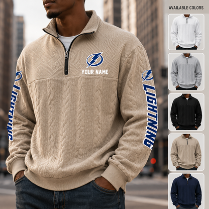 [SUPER SALE] NEW CUSTOMIZED NHL12 TPL TAMPA BAY LIGHTNING MULTICOLOR QUARTER-ZIP SWEATSHIRT
