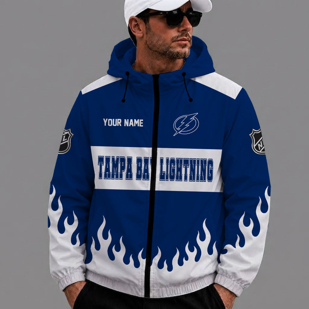 [SUPER SALE] NEW CUSTOMIZED NHL12 TPL TAMPA BAY LIGHTNING WINDBREAKER JACKET