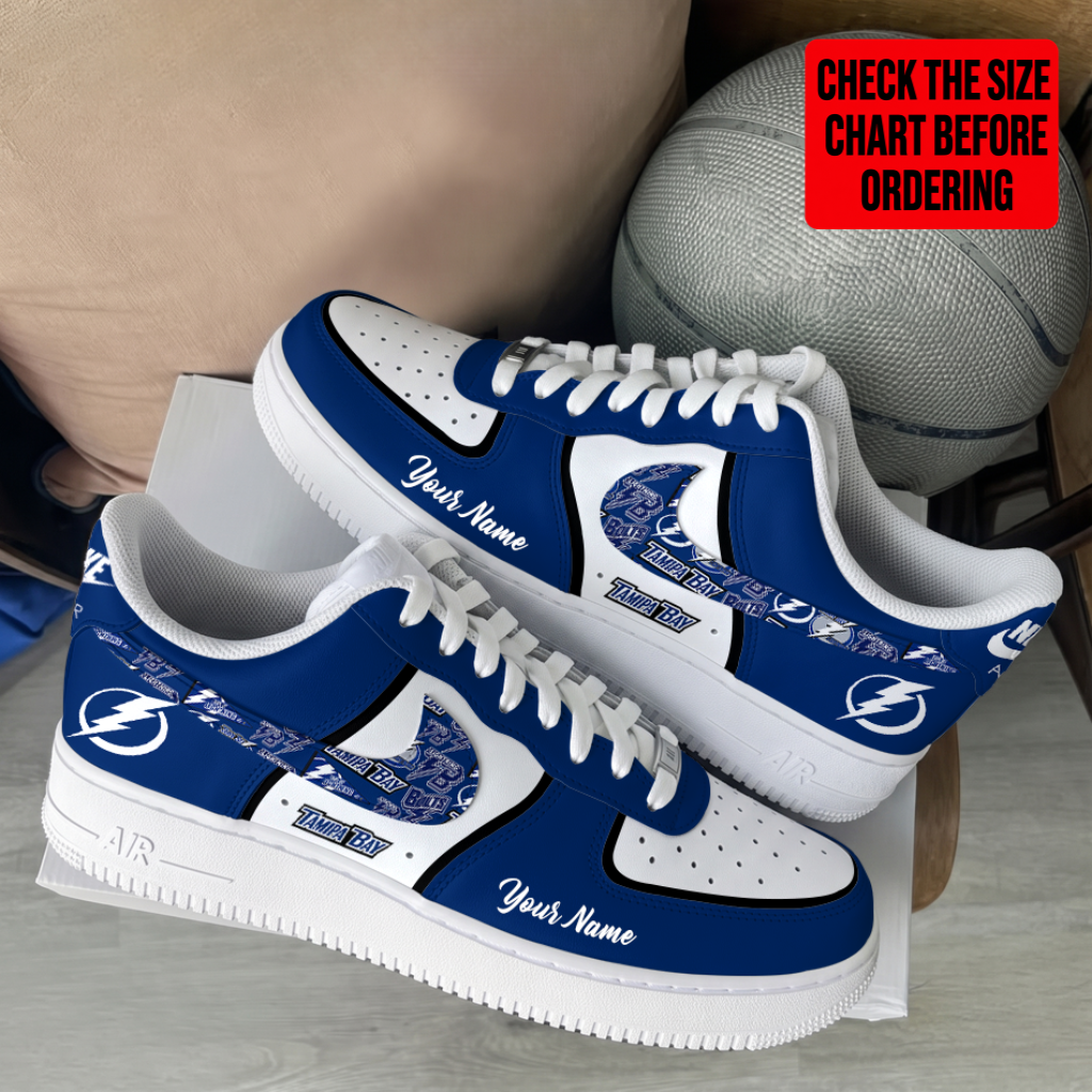 [SUPER SALE] NEW CUSTOMIZED NHL12 TPL TAMPA BAY LIGHTNING AF1 SHOES