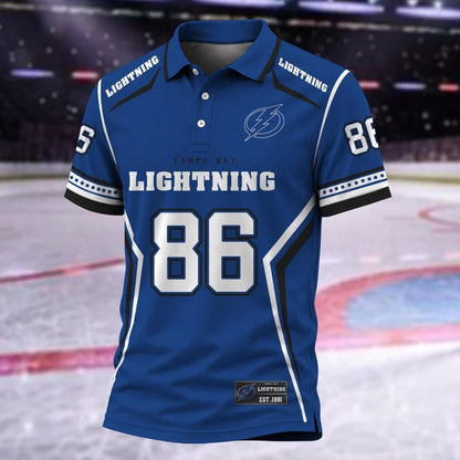 [SUPER SALE] NEW CUSTOMIZED NHL12 TPL TAMPA BAY LIGHTNING POLO SHIRT
