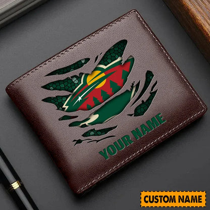 [SUPER SALE] NEW CUSTOMIZED NHL13 MNW MINNESOTA WILD LEATHER WALLET