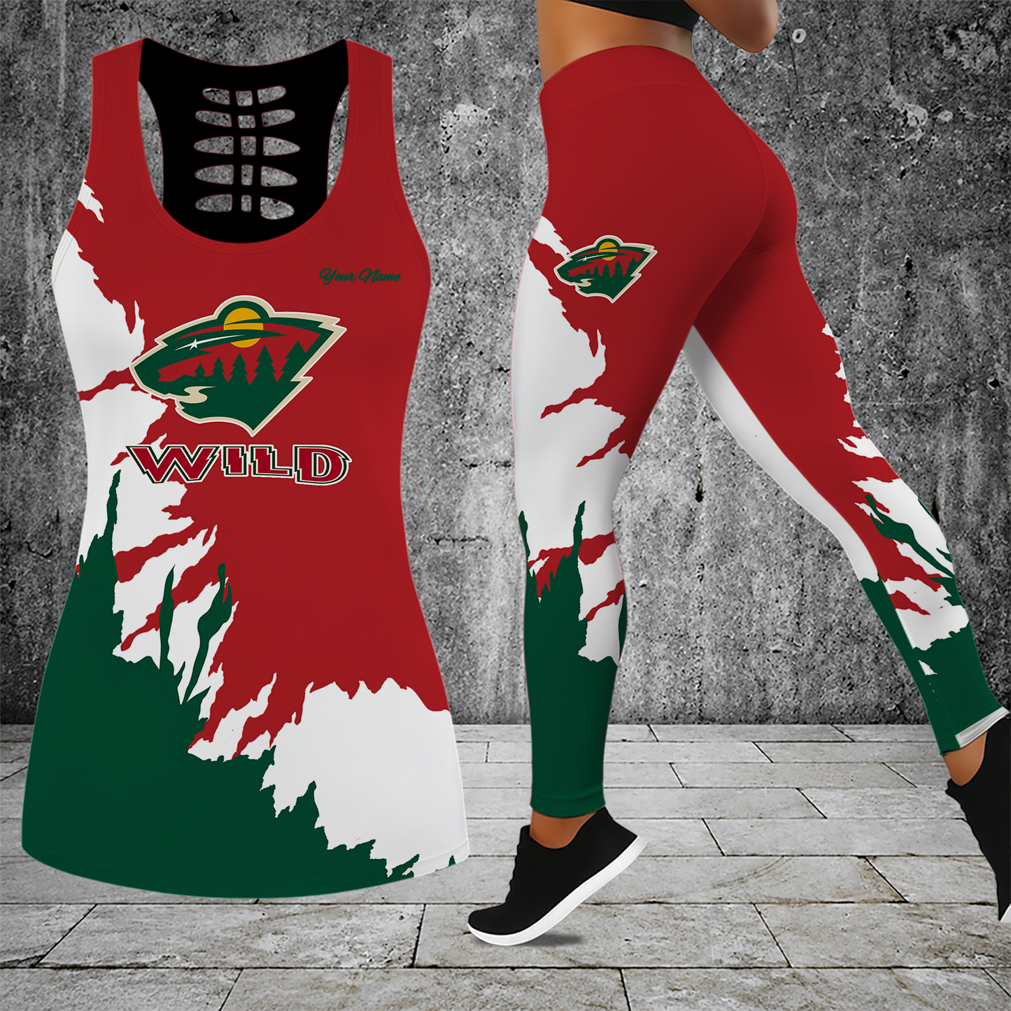 [SUPER SALE] NEW CUSTOMIZED NHL13 MNW MINNESOTA WILD MEN'S DRAWSTRING CARGO SHORTS