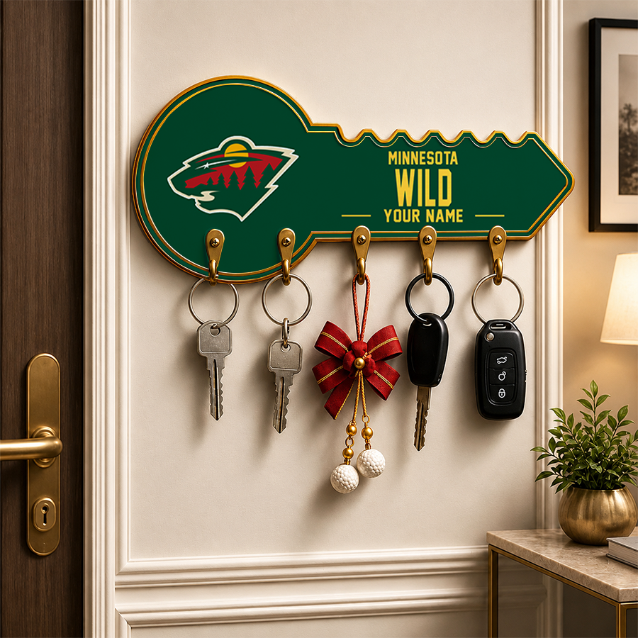 [SUPER SALE] NEW CUSTOMIZED NHL13 MNW MINNESOTA WILD WALL KEY HOLDER FOR HOME