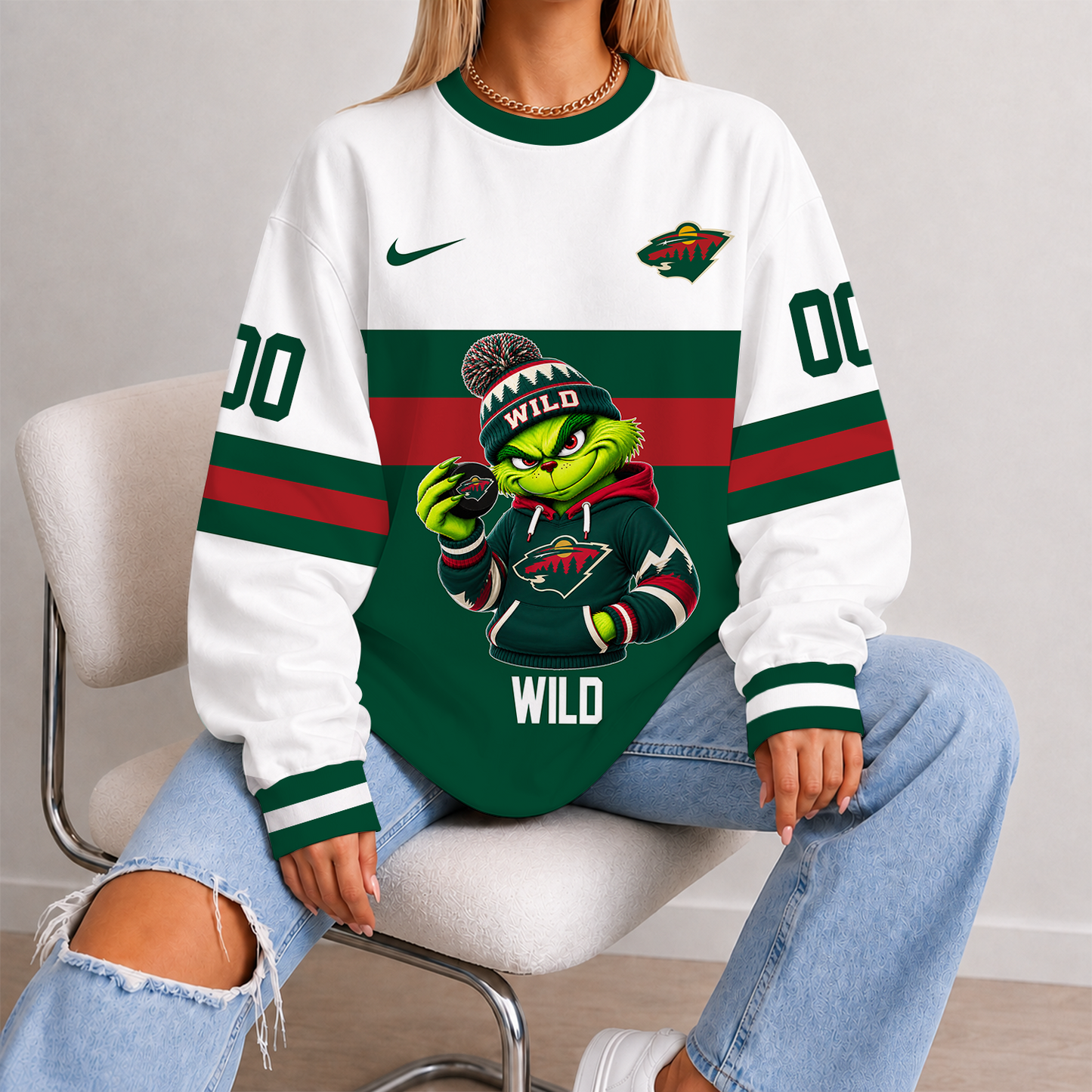 [SUPER SALE] NEW CUSTOMIZED NHL13 MNW MINNESOTA WILD UNISEX SWEATSHIRT
