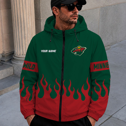 [SUPER SALE] NEW CUSTOMIZED NHL13 MNW MINNESOTA WILD WINDBREAKER JACKET
