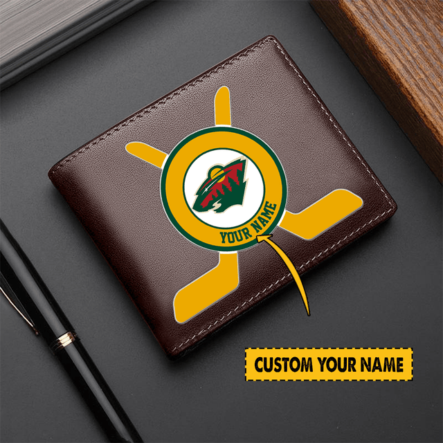 [SUPER SALE] NEW CUSTOMIZED NHL13 MNW MINNESOTA WILD LEATHER WALLET