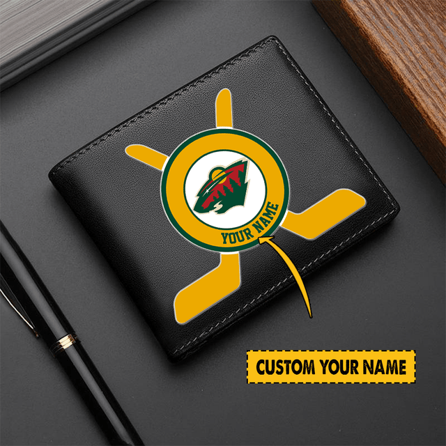 [SUPER SALE] NEW CUSTOMIZED NHL13 MNW MINNESOTA WILD LEATHER WALLET