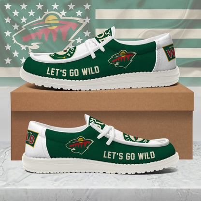 [SUPER SALE ] NEW CUSTOMIZED NHL13 MNW MINNESOTA WILD LOAFER SHOES