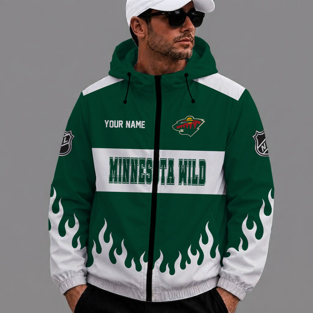 [SUPER SALE] NEW CUSTOMIZED NHL13 MNW MINNESOTA WILD WINDBREAKER JACKET