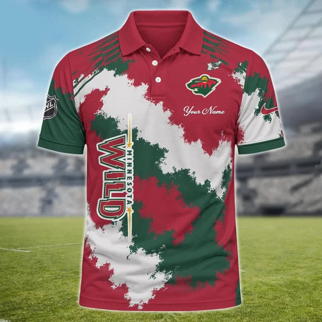 [SUPER SALE] NEW CUSTOMIZED NHL13 MNW MINNESOTA WILD POLO SHIRT