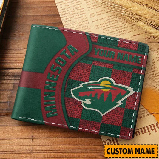 [SUPER SALE ] NEW CUSTOMIZED NHL13 MNW MINNESOTA WILD LEATHER WALLET