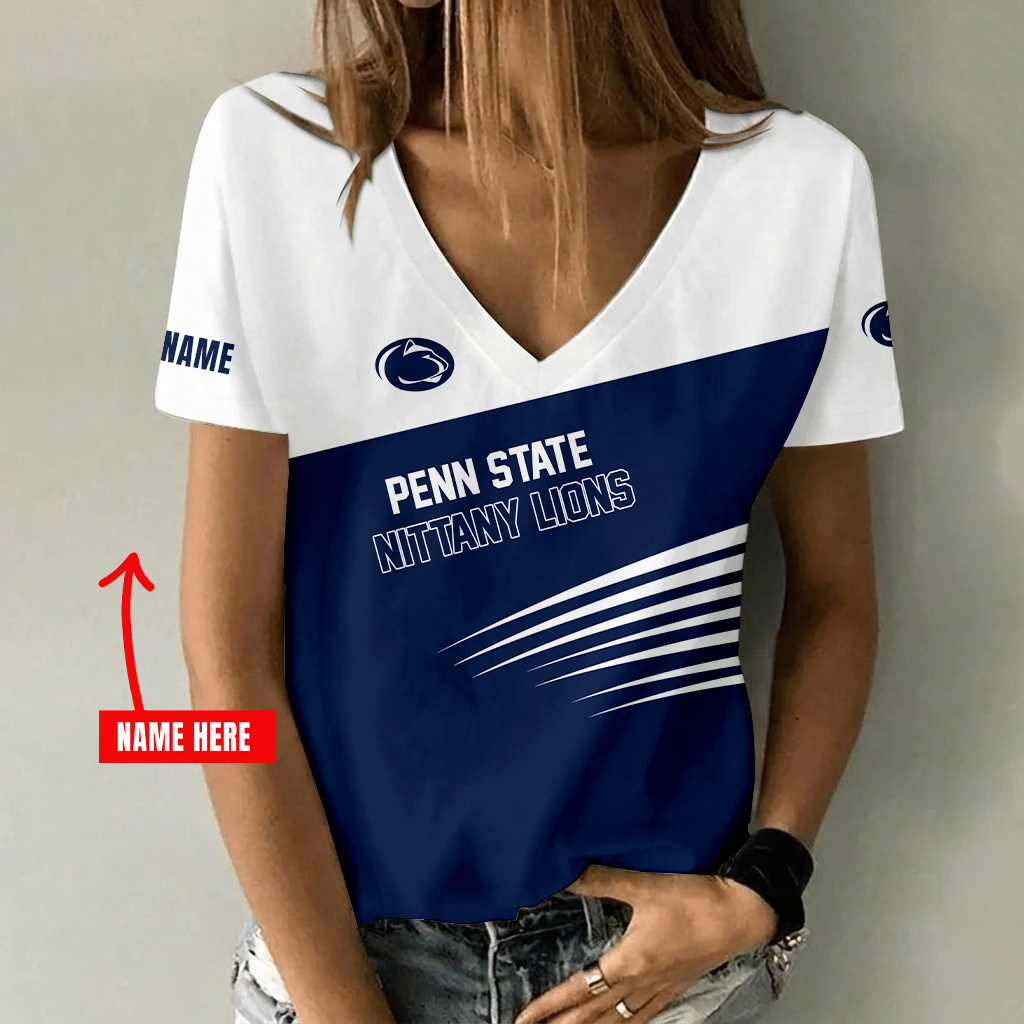 [FAN FAVORITE] NEW CUSTOMIZED NCAA MFF13 PNL PENN STATE NITTANY LIONS V-NECK FEMALE SHIRT
