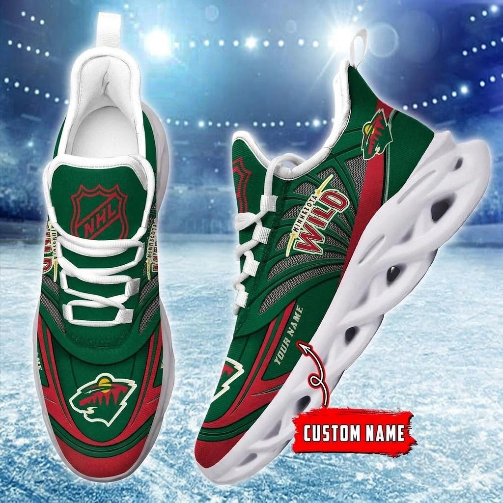 [SUPER SALE] NEW CUSTOMIZED NHL13 MNW MINNESOTA WILD CLUNKY SNEAKERS