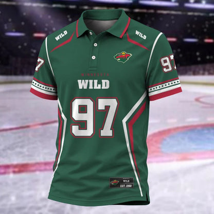 [SUPER SALE] NEW CUSTOMIZED NHL13 MNW MINNESOTA WILD POLO SHIRT