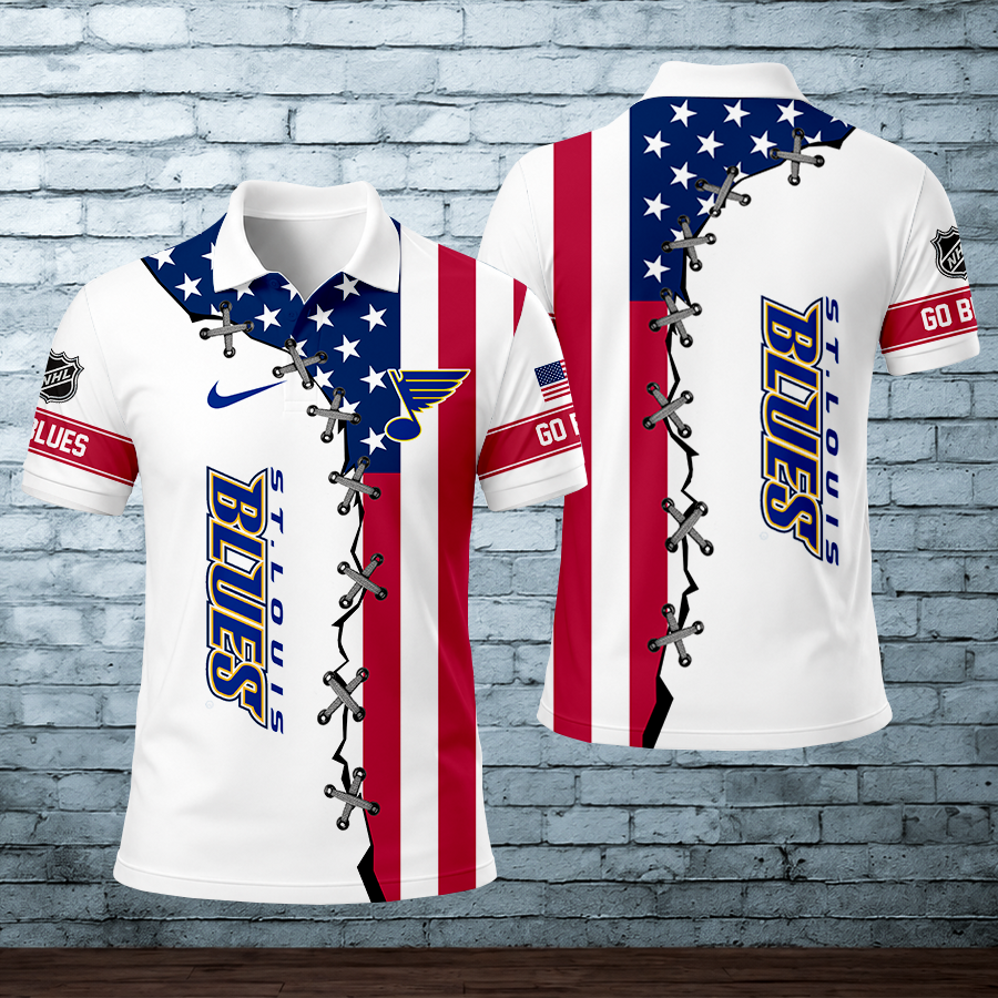 [SUPER SALE] NEW CUSTOMIZED NHL14 SLB ST. LOUIS BLUES POLO SHIRT