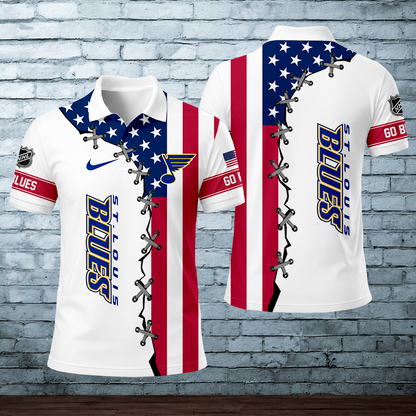 [SUPER SALE] NEW CUSTOMIZED NHL14 SLB ST. LOUIS BLUES POLO SHIRT