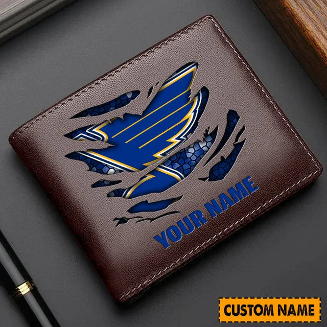 [SUPER SALE] NEW CUSTOMIZED NHL14 SLB ST. LOUIS BLUES LEATHER WALLET