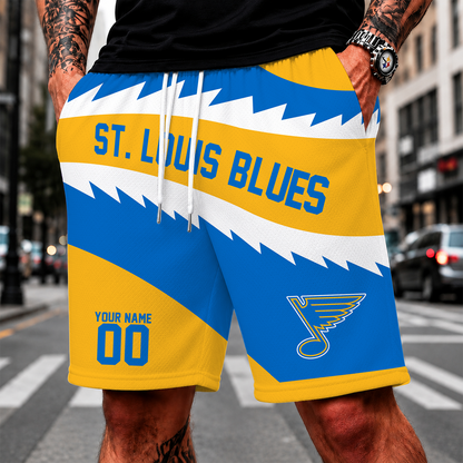 [SUPER SALE] NEW CUSTOMIZED NHL14 SLB ST. LOUIS BLUES SHORT PANTS
