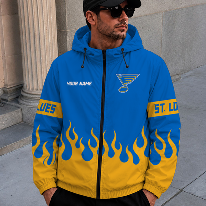 [SUPER SALE] NEW CUSTOMIZED NHL14 SLB ST. LOUIS BLUES WINDBREAKER JACKET