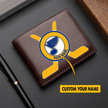 [SUPER SALE] NEW CUSTOMIZED NHL14 SLB ST. LOUIS BLUES LEATHER WALLET