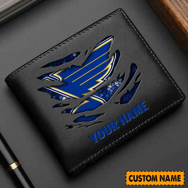 [SUPER SALE] NEW CUSTOMIZED NHL14 SLB ST. LOUIS BLUES LEATHER WALLET