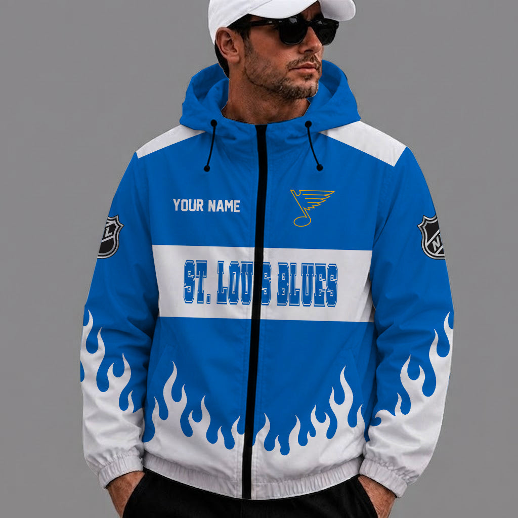 [SUPER SALE] NEW CUSTOMIZED NHL14 SLB ST. LOUIS BLUES WINDBREAKER JACKET