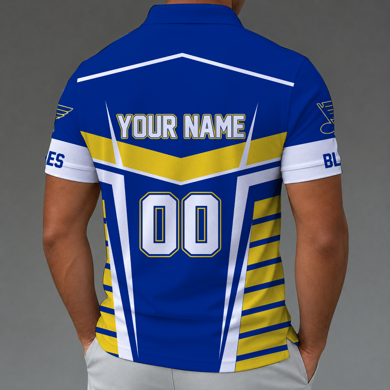 [SUPER SALE] NEW CUSTOMIZED NHL14 SLB ST. LOUIS KHAKIS POLO SHIRT
