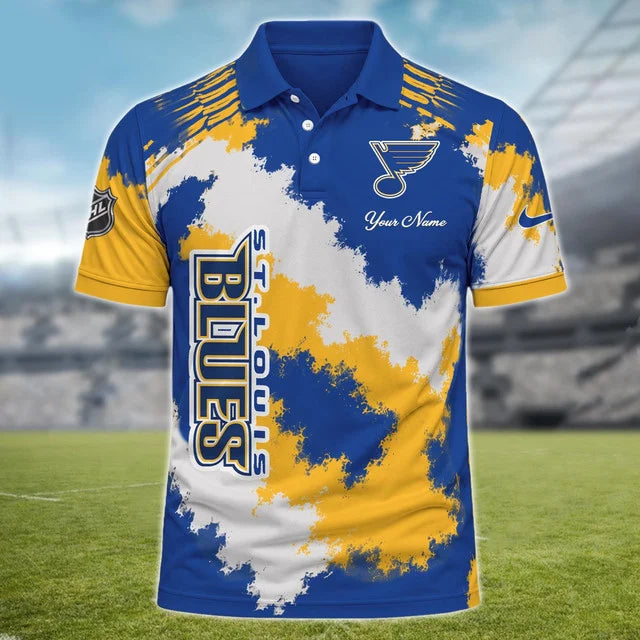 [SUPER SALE] NEW CUSTOMIZED NHL14 SLB ST. LOUIS BLUES POLO SHIRT