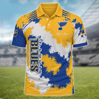 [SUPER SALE] NEW CUSTOMIZED NHL14 SLB ST. LOUIS BLUES POLO SHIRT
