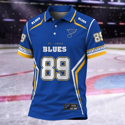[SUPER SALE] NEW CUSTOMIZED NHL14 SLB ST. LOUIS BLUES POLO SHIRT