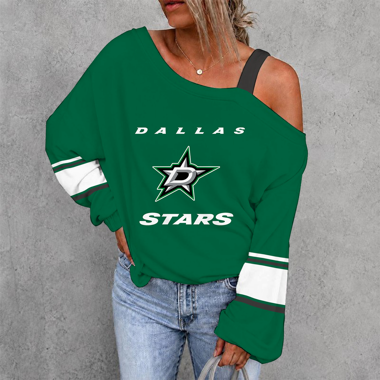 [SUPER SALE] NEW CUSTOMIZED NHL15 DLS DALLAS STARS DROP SHOULDER SWEATSHIRT
