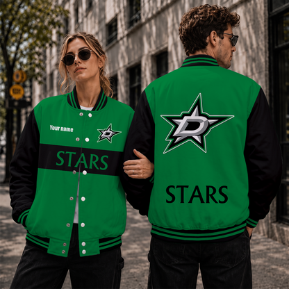 [SUPER SALE] NEW CUSTOMIZED NHL15 DLS DALLAS STARS SATIN VARSITY JACKET & BASEBALL JACKET