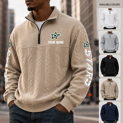 [SUPER SALE] NEW CUSTOMIZED NHL15 DLS DALLAS STARS MULTICOLOR QUARTER-ZIP SWEATSHIRT
