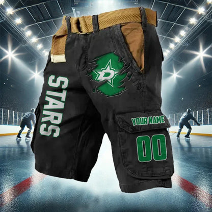 [SUPER SALE] NEW CUSTOMIZED NHL15 DLS DALLAS STARS CARGO SHORTS