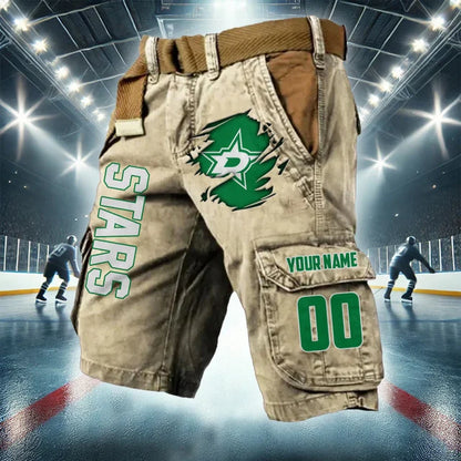[SUPER SALE] NEW CUSTOMIZED NHL15 DLS DALLAS STARS CARGO SHORTS