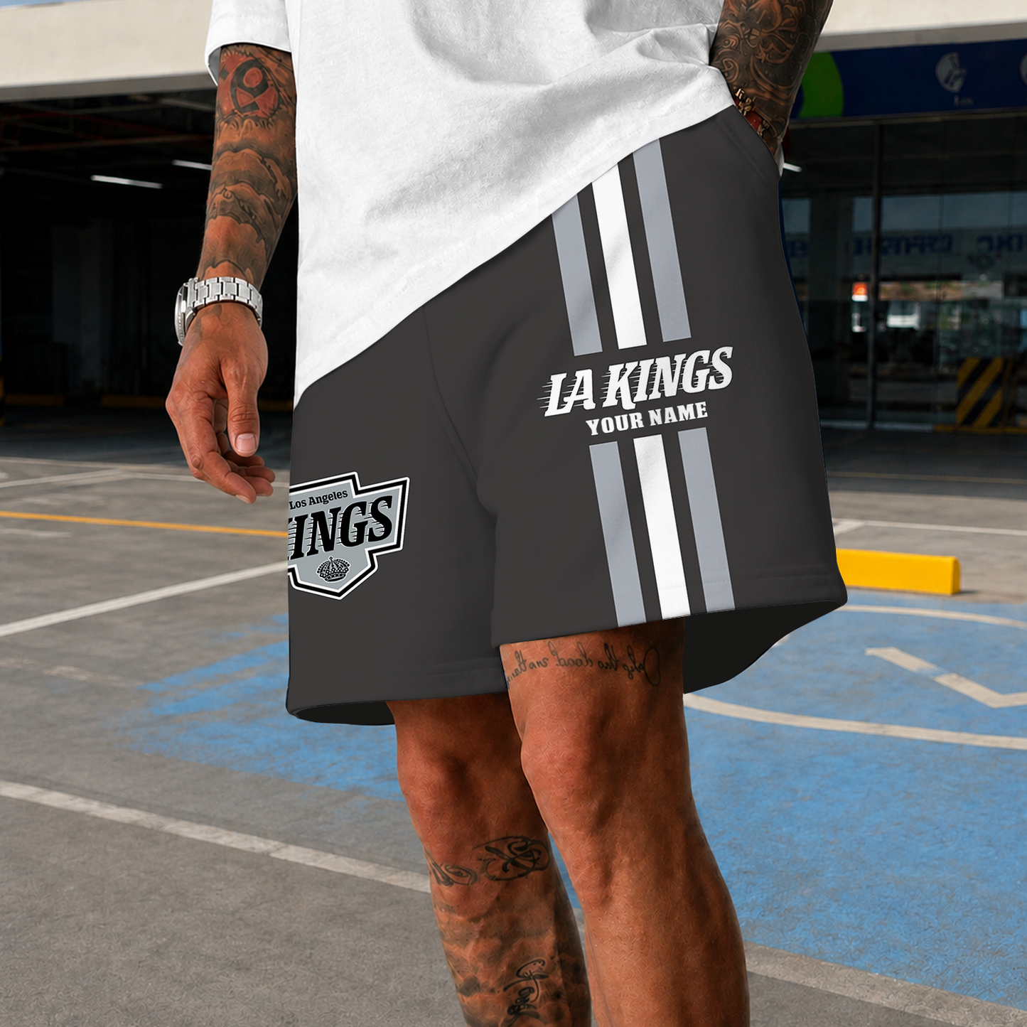 [SUPER SALE] NEW CUSTOMIZED NHL16 LAK LOS ANGELES KINGS SHORT PANTS