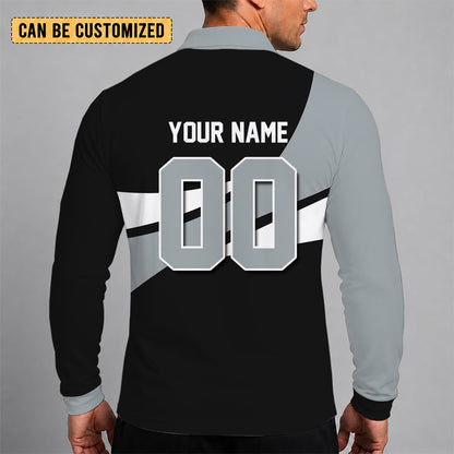 [SUPER SALE] NEW CUSTOMIZED NHL16 LAK LOS ANGELES KINGS MEN LONG SLEEVE POLO