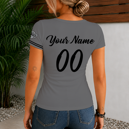 [SUPER SALE] NEW CUSTOMIZED NHL16 LAK LOS ANGELES KINGS WOMEN'S SHORT SLEEVE HENLEY T-SHIRT