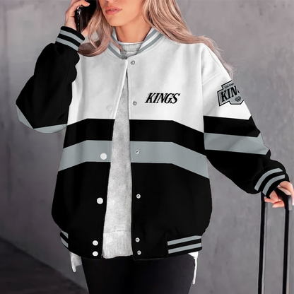 [SUPER SALE] NEW CUSTOMIZED NHL16 LAK LOS ANGELES KINGS SATIN VARSITY JACKET & BASEBALL JACKET
