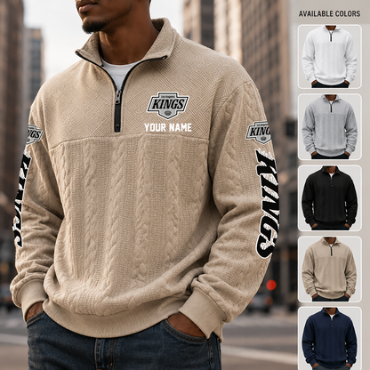 [SUPER SALE] NEW CUSTOMIZED NHL16 LAK LOS ANGELES KINGS MULTICOLOR QUARTER-ZIP SWEATSHIRT