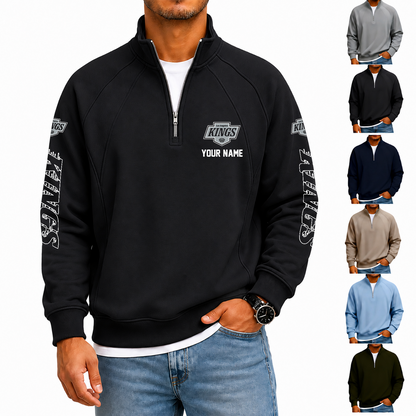 [SUPER SALE] NEW CUSTOMIZED NHL16 LAK LOS ANGELES KINGS MEN'S QUARTER ZIP PULLOVER