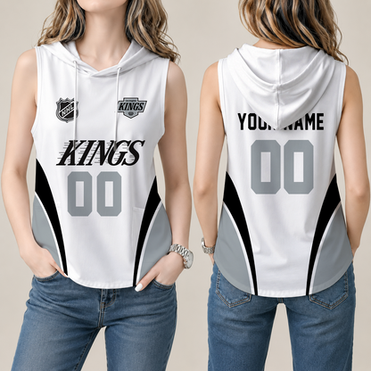 [SUPER SALE] NEW CUSTOMIZED NHL16 LAK LOS ANGELES KINGS WOMEN'S SLEEVELESS HOODED POCKET TANK TOP